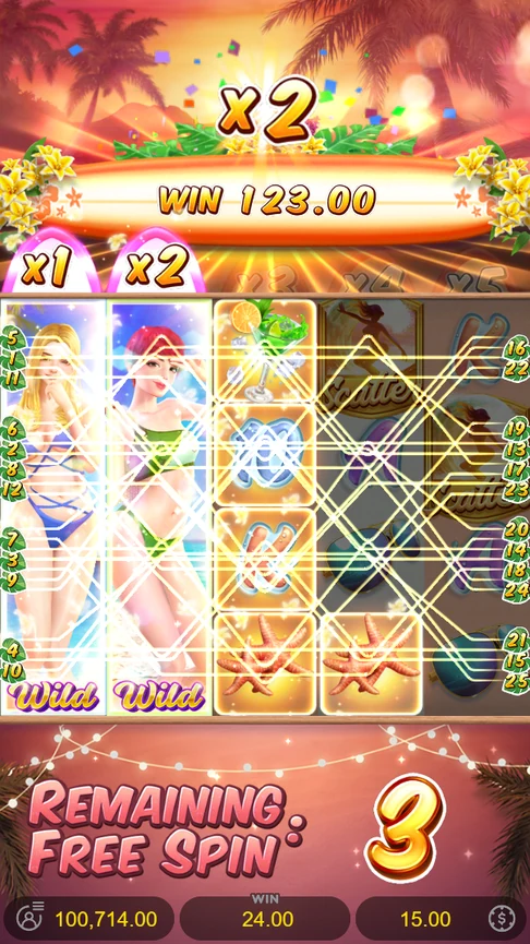 Bikini Paradise free spin x2 246 win