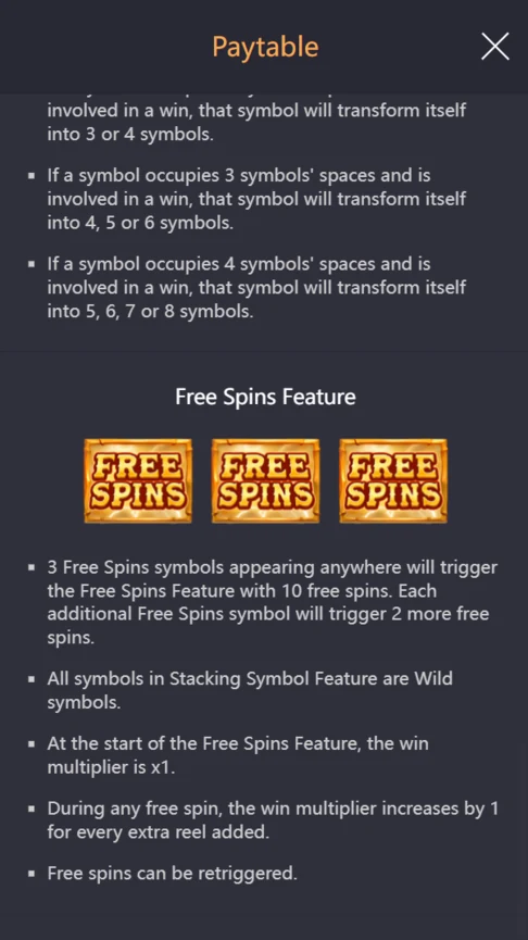 Buffalo Win free spins feature rules