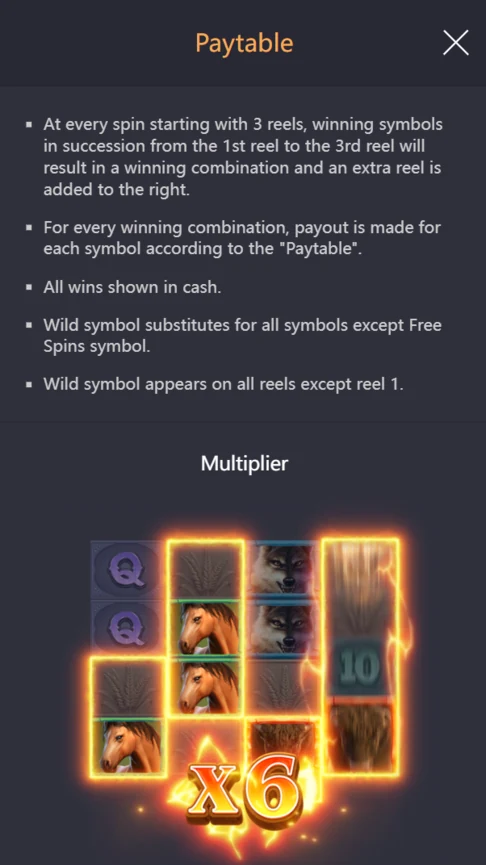 Buffalo Win multiplier rules x6 example