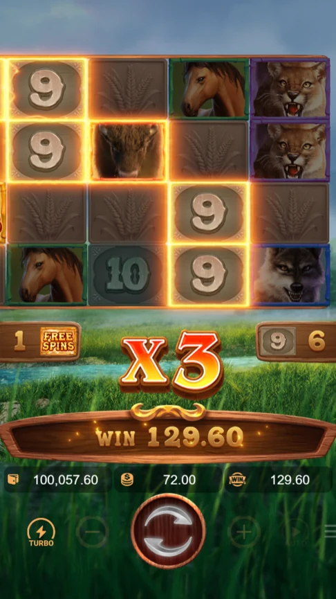Buffalo Win five reels x3 win