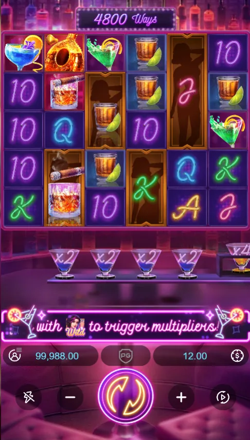 Cocktail Nights demo grid with ways counter and multiplier reel