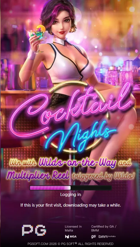 Cocktail Nights demo loading screen by PG Soft