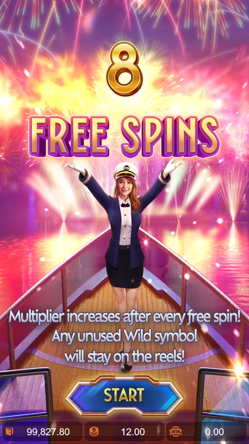 Cruise Royale 8 free spins screen