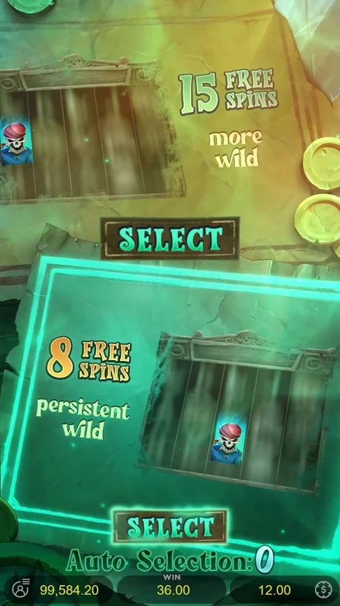 Choice of fifteen or eight free spins