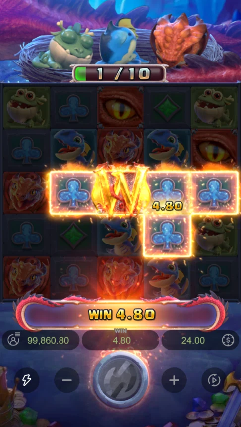 Dragon Hatch 2 clubs cluster win