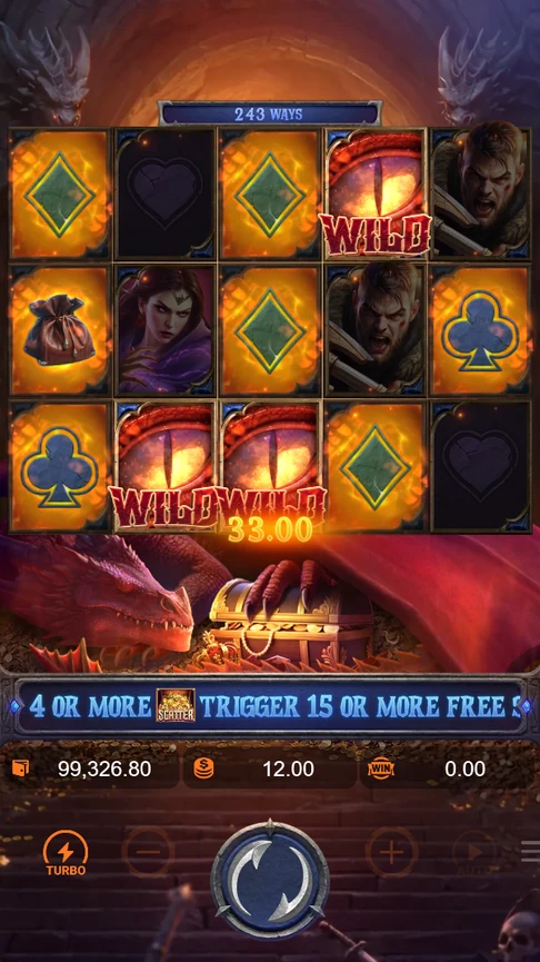 Dragon's Treasure Quest first round on 243 ways