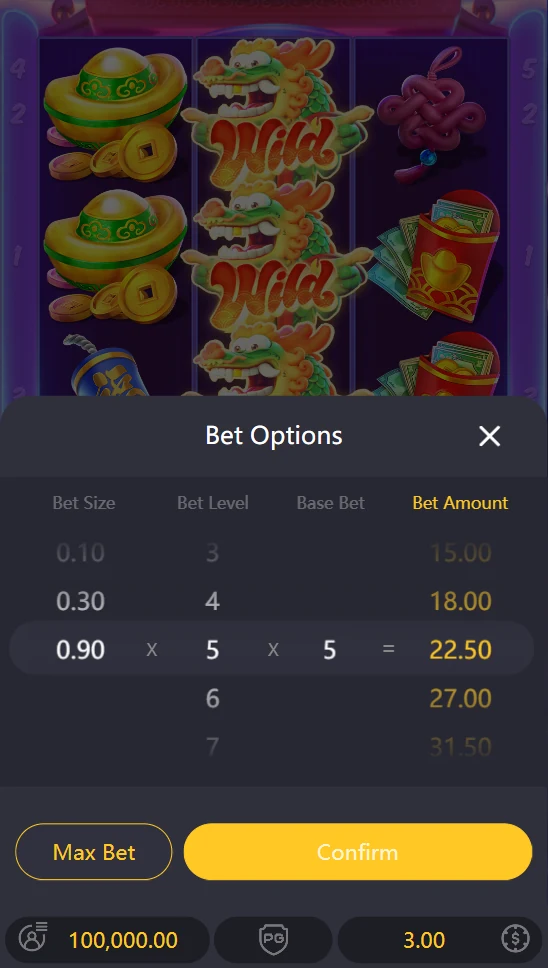 Fortune Dragon demo bet options