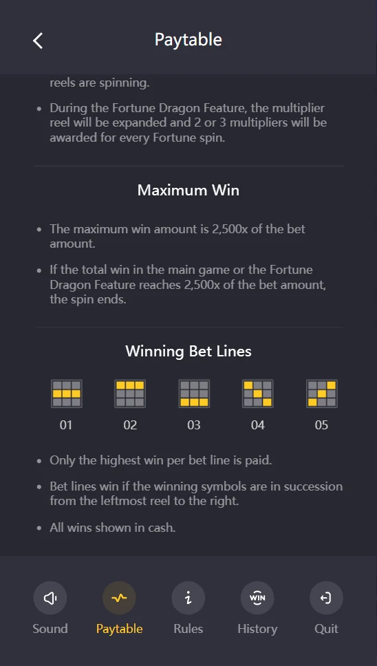 Fortune Dragon 5 fixed paylines