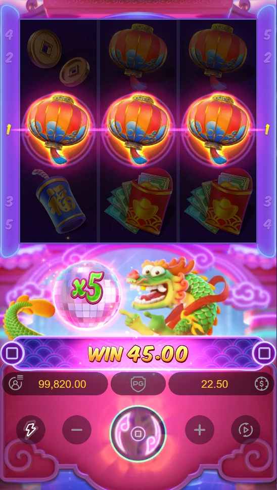 Fortune Dragon lantern win x5 multiplier