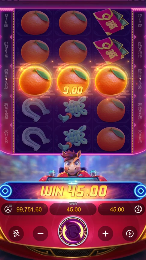 Fortune Horse mandarins five lines win