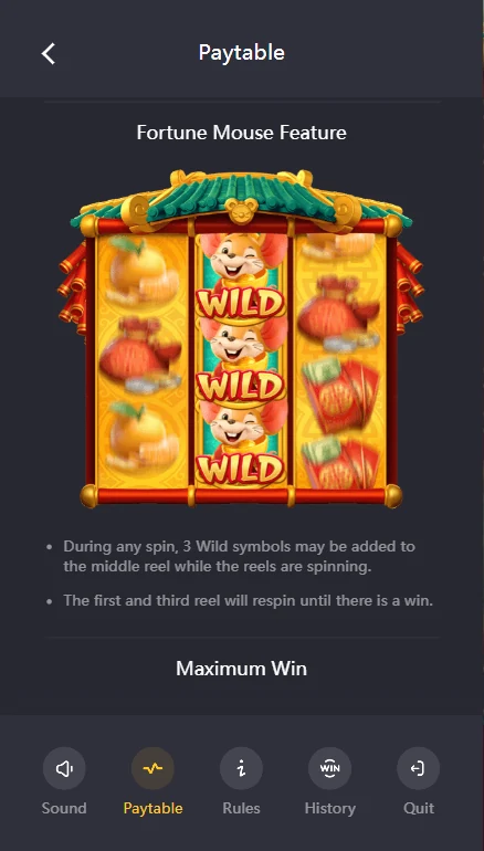 Fortune Mouse feature rules middle reel wilds