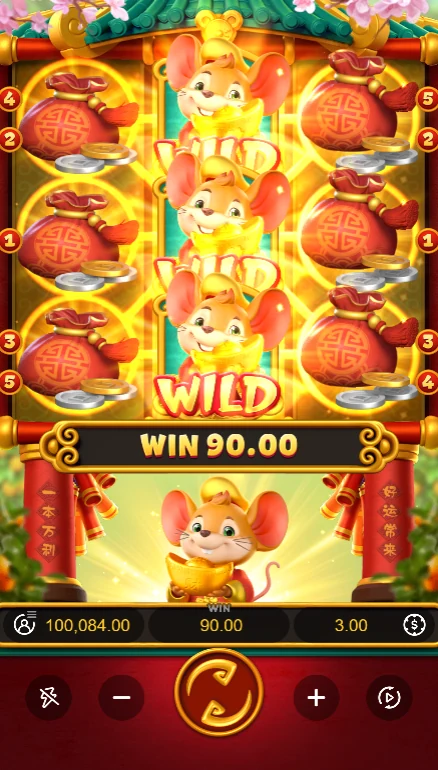 Fortune Mouse money bags win 90