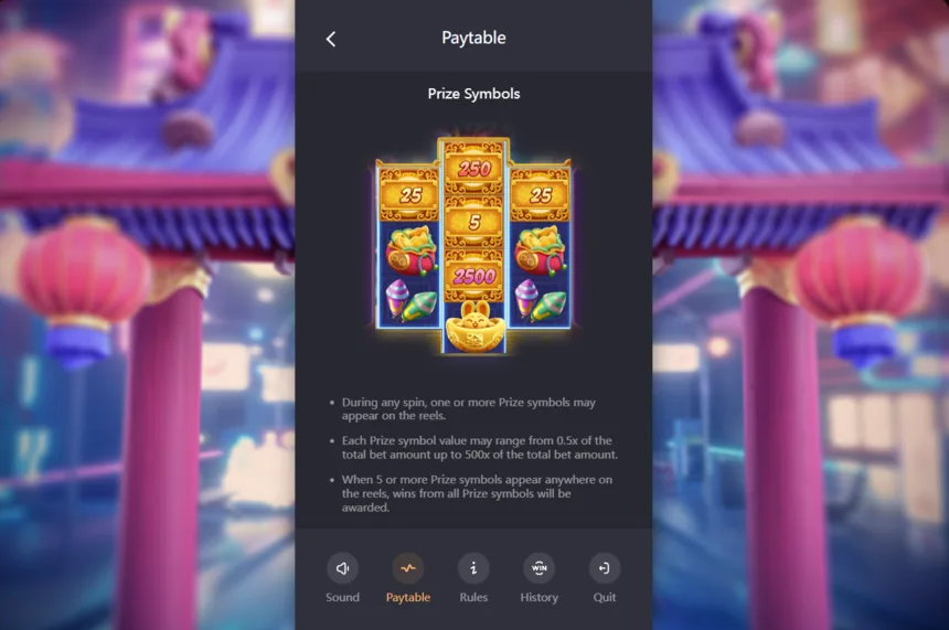 Fortune Rabbit prize symbols and cash values