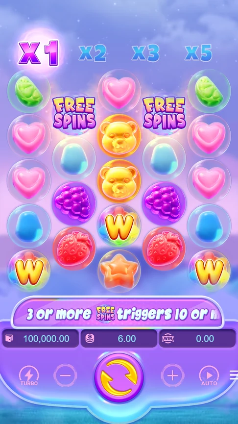 Fruity Candy reels in 5-4-5-4-5 shape