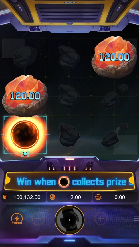 Galaxy Miner two red rocks and vortex