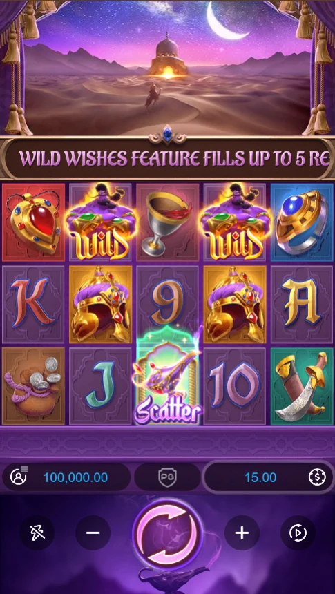 Genie's 3 Wishes demo 243 ways reels