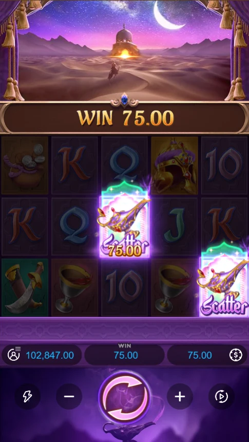 Genie's 3 Wishes lamp scatter win