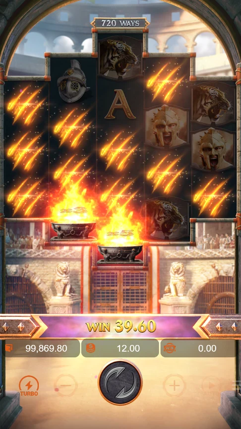 Gladiator's Glory two brazier wilds win