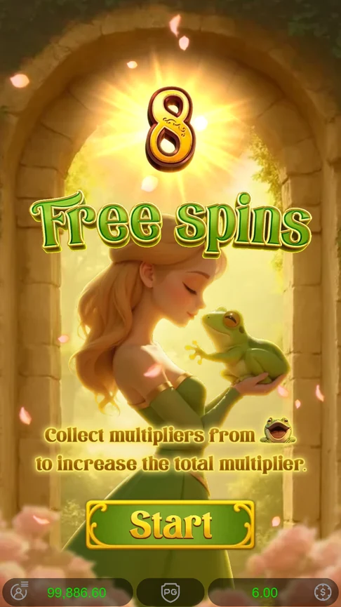 Princess and the Frog 8 free spins start