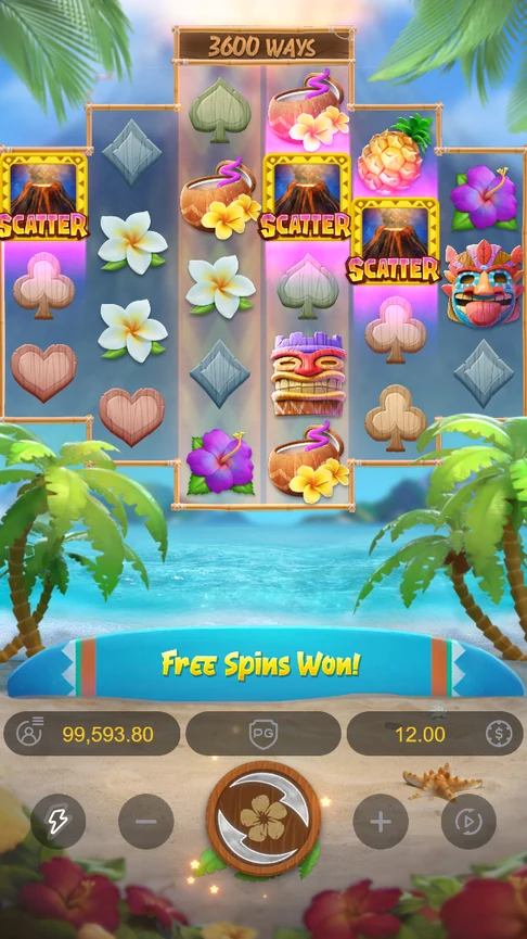Three volcano scatters start 12 free spins