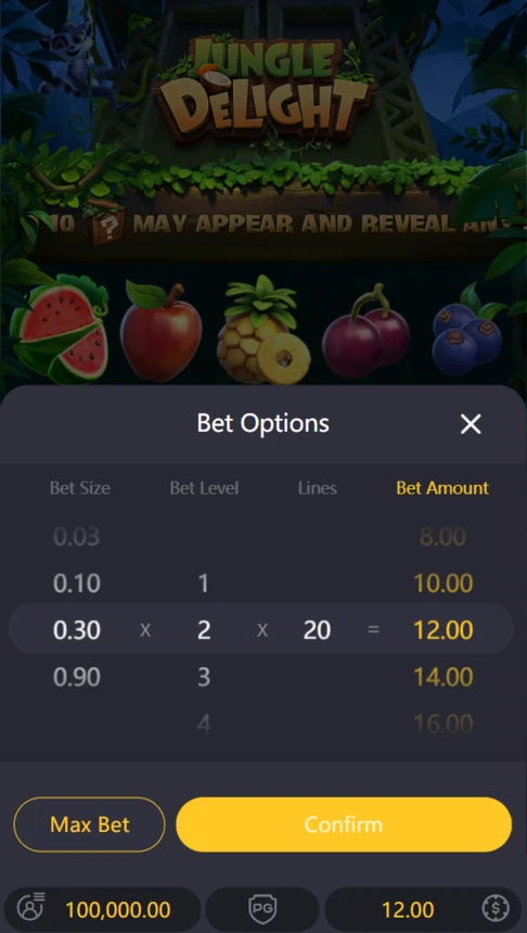 Jungle Delight demo bet options
