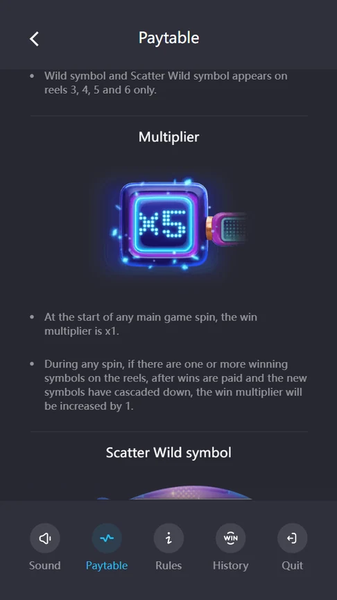 Lucky Piggy cascade multiplier rules page
