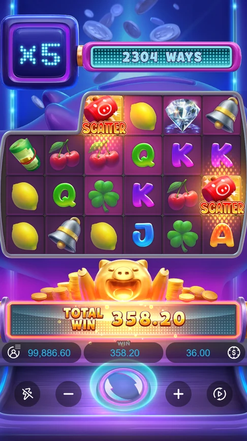 Lucky Piggy Big Win total 358.20