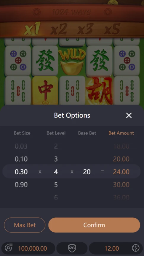 Mahjong Ways demo bet options