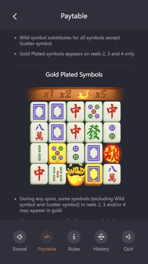 Mahjong Ways gold plated symbols wild