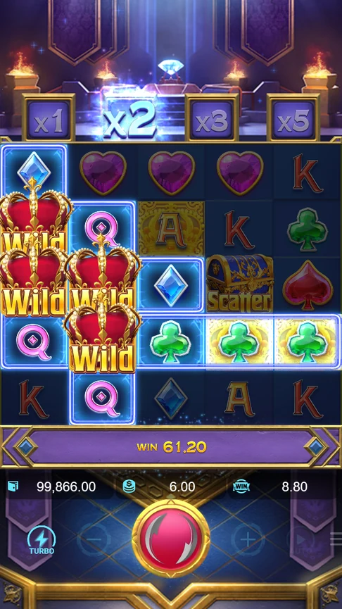 Four crown wilds pay 61.20 at x2