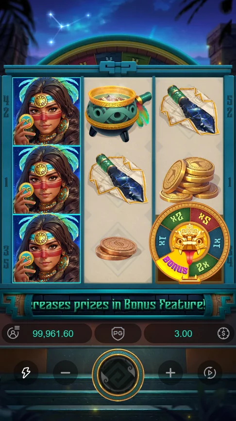 Mayan Destiny prize wheel symbol spinning