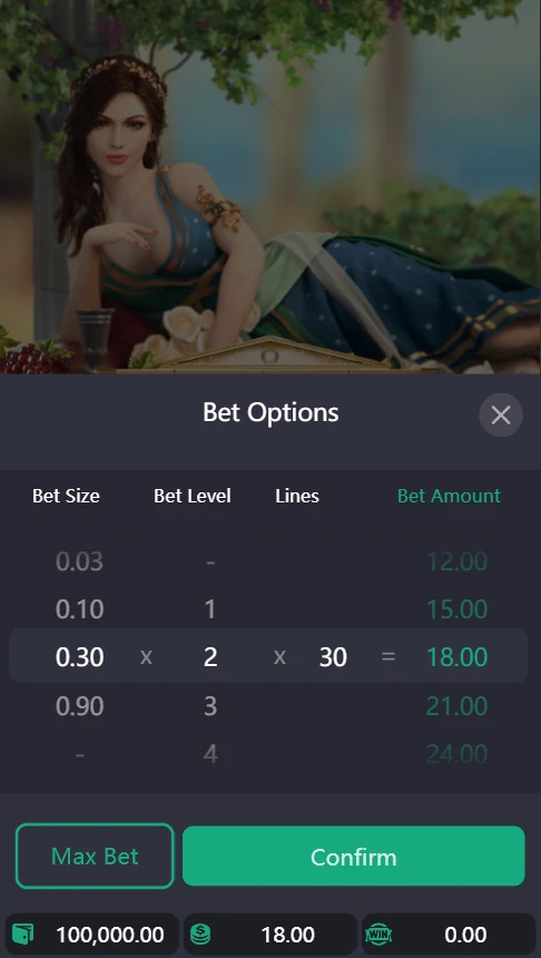 Medusa demo bet options size level