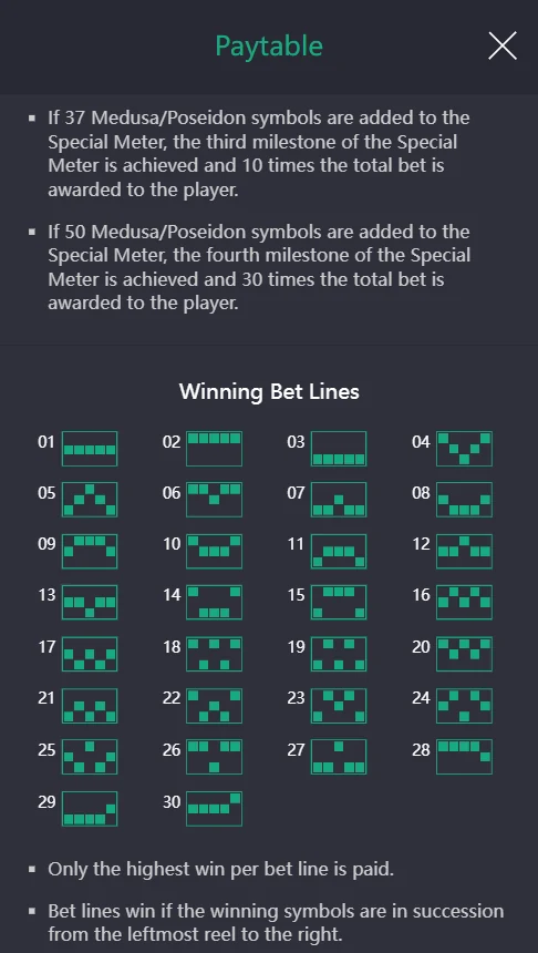 Medusa slot 30 fixed paylines