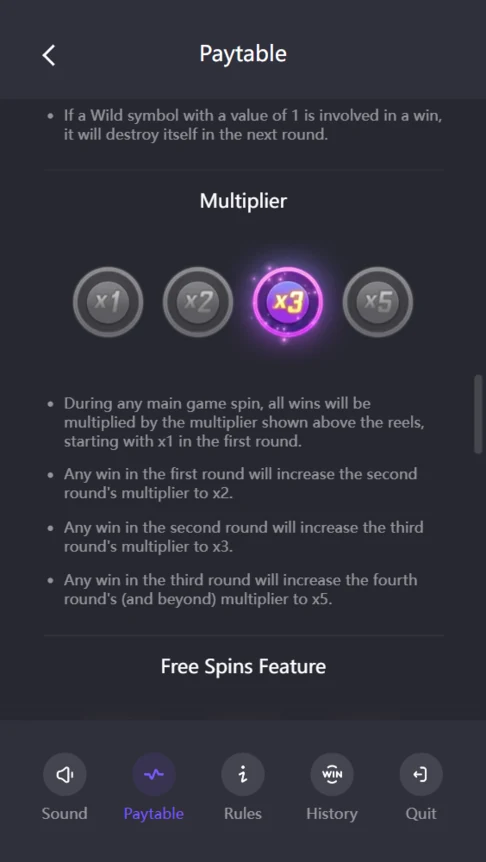 Mighty Mania cascade multiplier x1 x5