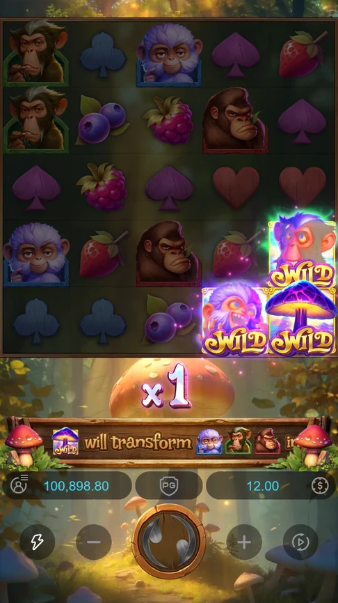 Monkeys Wild Party mushroom turns monkeys wild