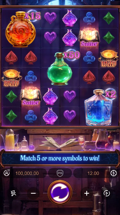 Mystic Potion 6x6 grid with big symbols