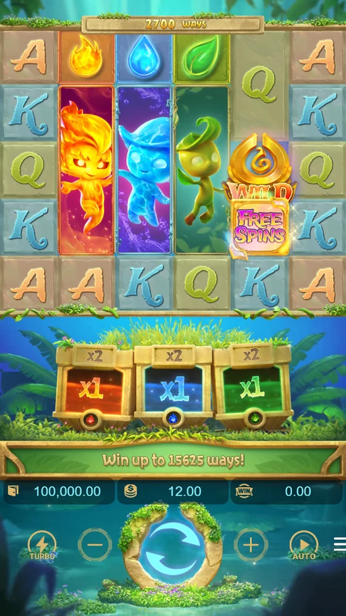 Mystical Spirits reels above three chests