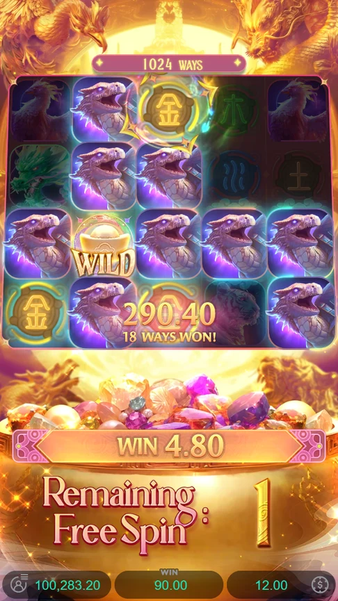 Black tortoises pay 290.40 in free spins
