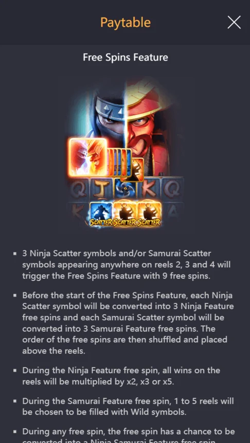 Ninja vs Samurai free spins scatter mix