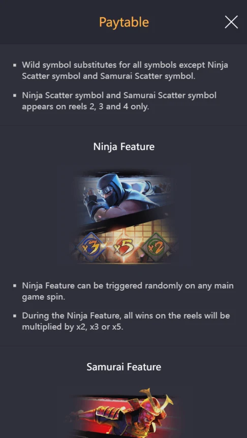 Ninja vs Samurai x2 x3 x5 multiplier
