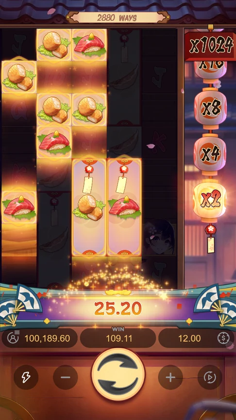 Wind chime tiles in a winning round