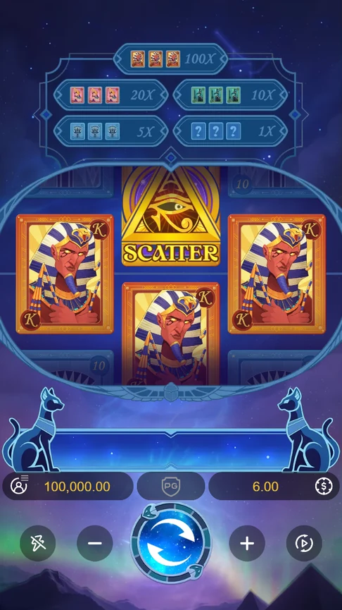 Pharaoh Royals single line paytable board