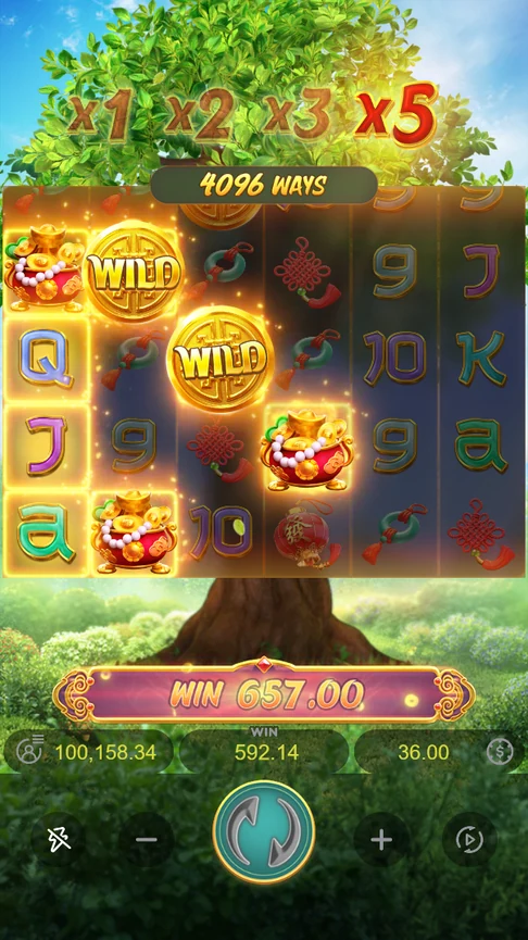 Prosperity Fortune Tree x5 treasure pots round
