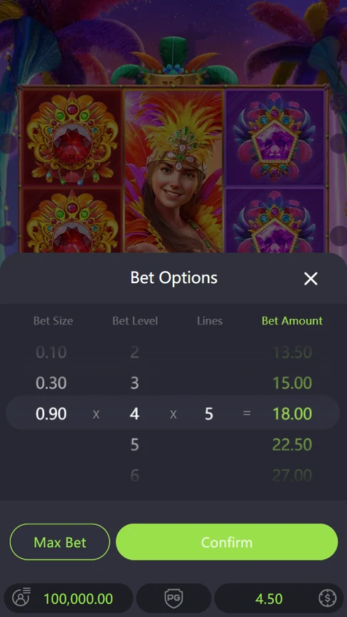 Rio Fantasia demo bet options five lines