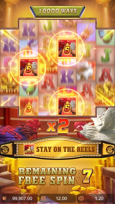 Rooster Rumble free spin wilds five uses