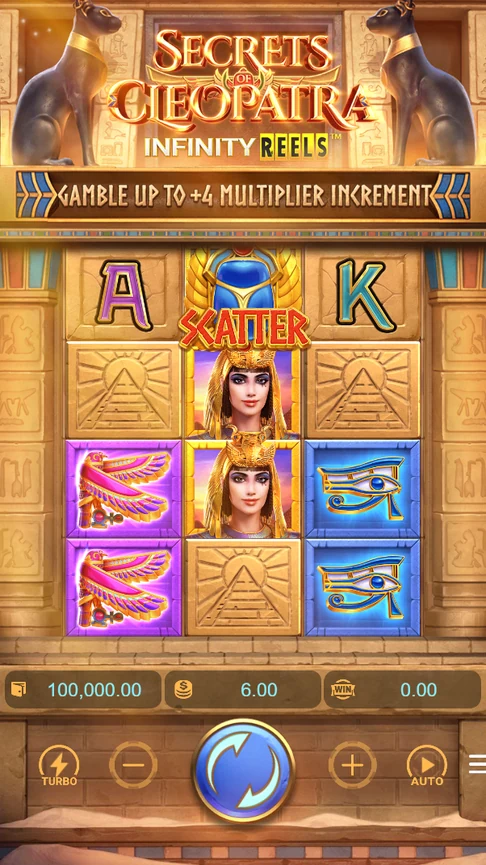 Secrets of Cleopatra three reel start board
