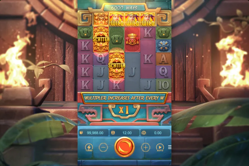 Treasures of Aztec demo gameplay reels and win multiplier