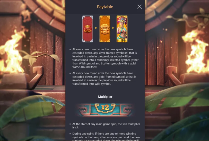 Treasures of Aztec win multiplier and symbol upgrades