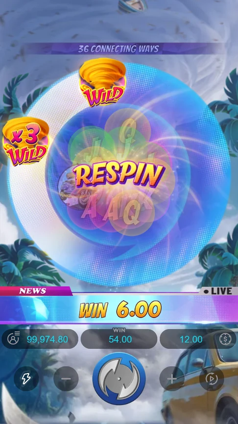 Tornado Rampage golden wild starts respin