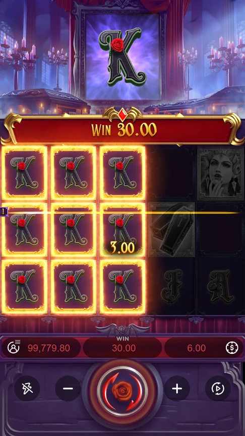 Vampire's Charm three K reels pay 30